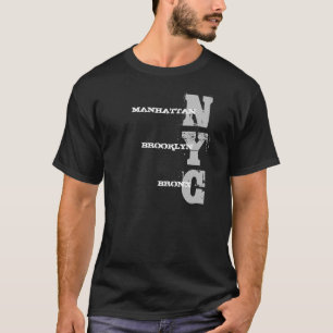 T-shirt Manhattan Brooklyn Bronx Nyc Texte Modèle noir