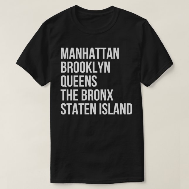 T-shirt Manhattan, Brooklyn, New York City Cinq arrondisse (Design devant)
