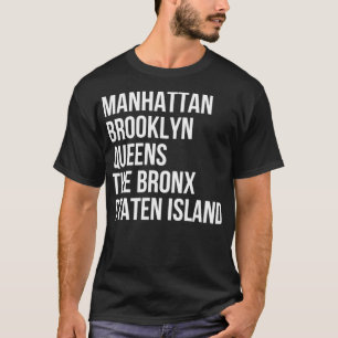 T-shirt Manhattan, Brooklyn, New York City Cinq arrondisse