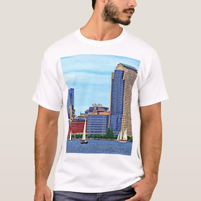 T-shirt Manhattan NY - Trois Bateaux De Manhattan Skyline (Devant)