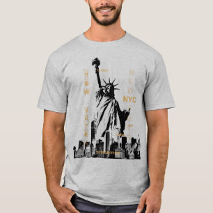 T-shirt Manhattan Nyc Liberty Statue Mens Grey Modèle