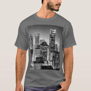 T-shirt Manhattan Under the Stars en noir et blanc