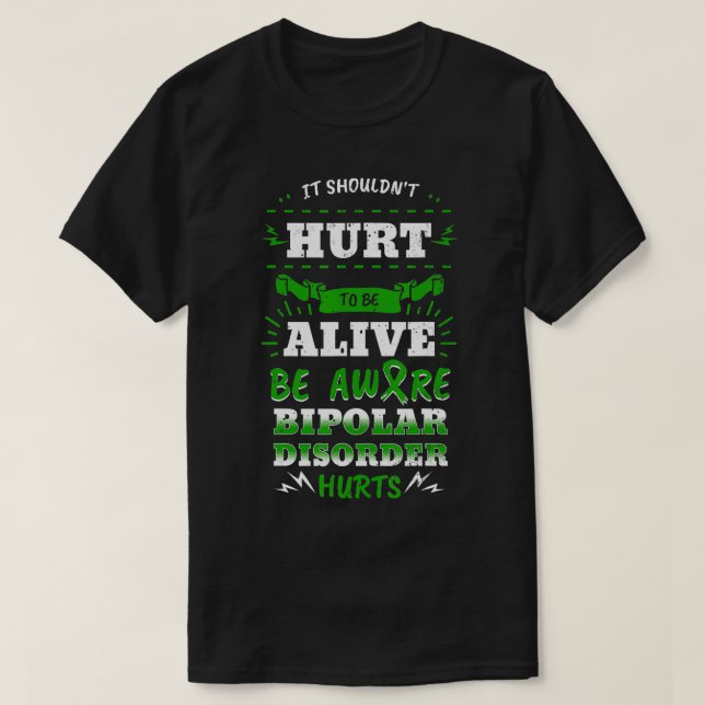 T-shirt Mania bipolaire Maladie mentale Anxiété Ruban vert (Design devant)