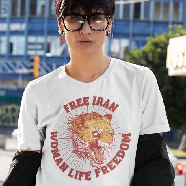 T-shirt Manifestation pour la libération de l'Iran | Rouge (Free Iran Protest | Angry Lion Red T-Shirt)