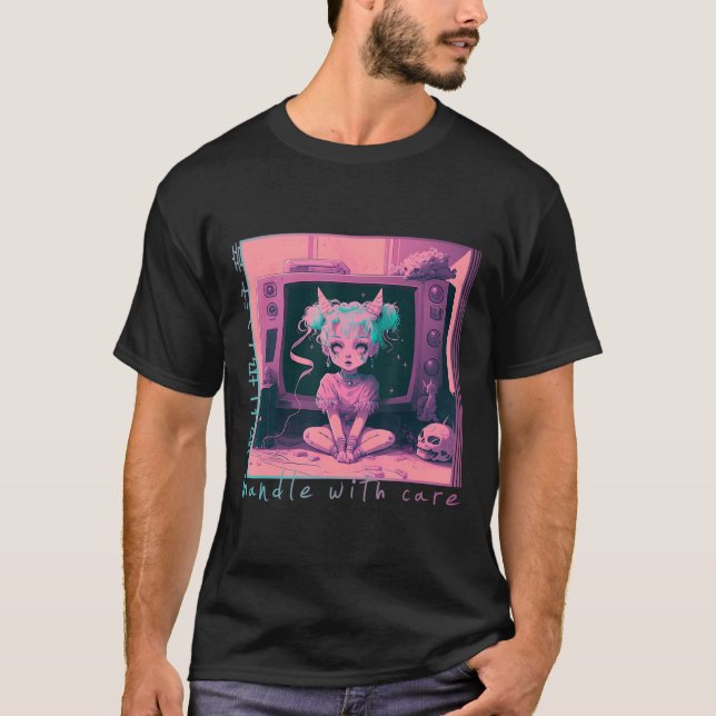 T-shirt Manipuler avec soin Pastel Goth Kawaii Anime Menhe (Devant)