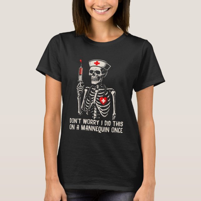 T-shirt Mannequin Infirmière Squelette Drôle (Devant)