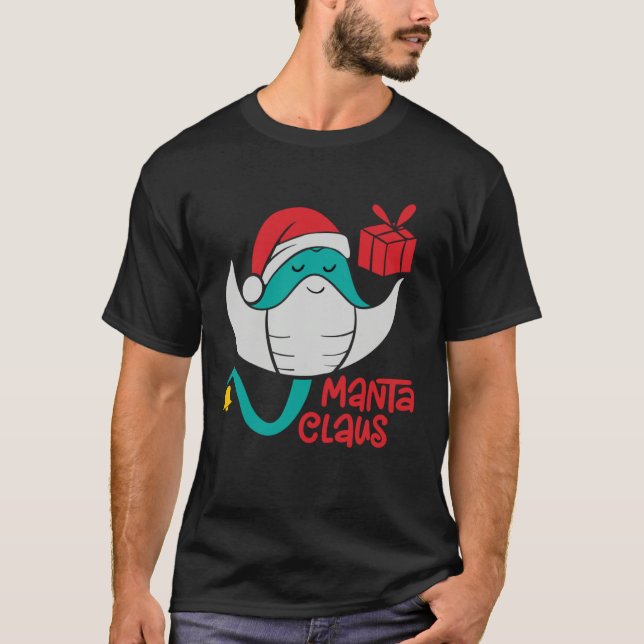 T-shirt Manta Ray Santa Christmas Beach   Manta Claus (Devant)