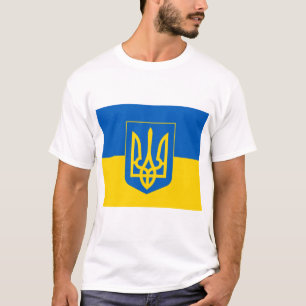 T-shirt Manteau de l'UKRAINE des bras et du drapeau
