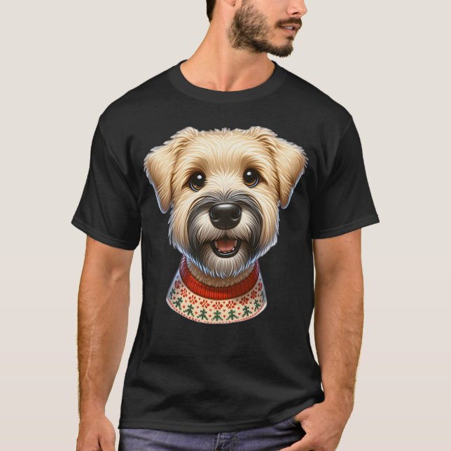 T-shirt Manteau doux rouillé Terrier portant Noël (Devant)