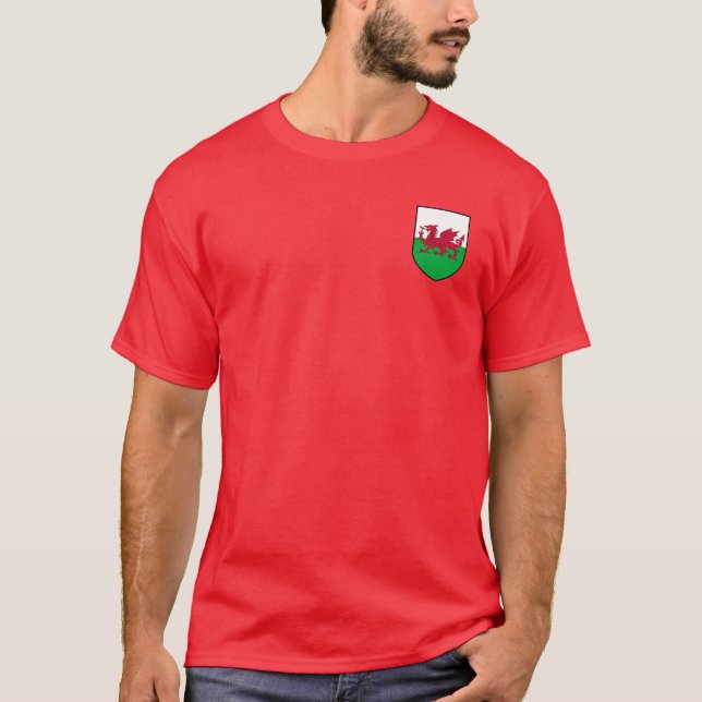 T-shirt Manteau du Pays de Galles de la chemise V1 de bras (Devant)
