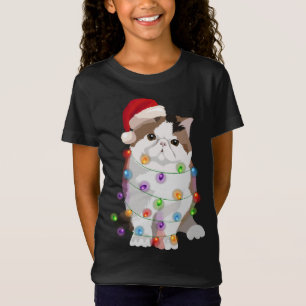 T-Shirt Manteau Exotique Chat Feux de Noël Joyeux Noël Cha