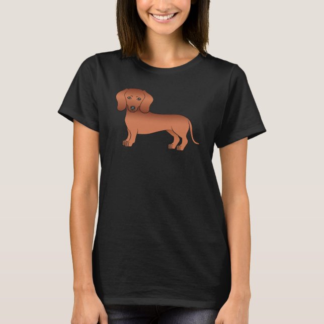 T-shirt Manteau rouge lisse Dachshund mignon chien de dess (Devant)