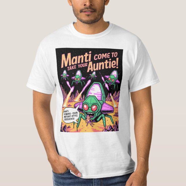 T-shirt  Manti Aliens Abduction Party! Defender Arcade '81 (Devant)