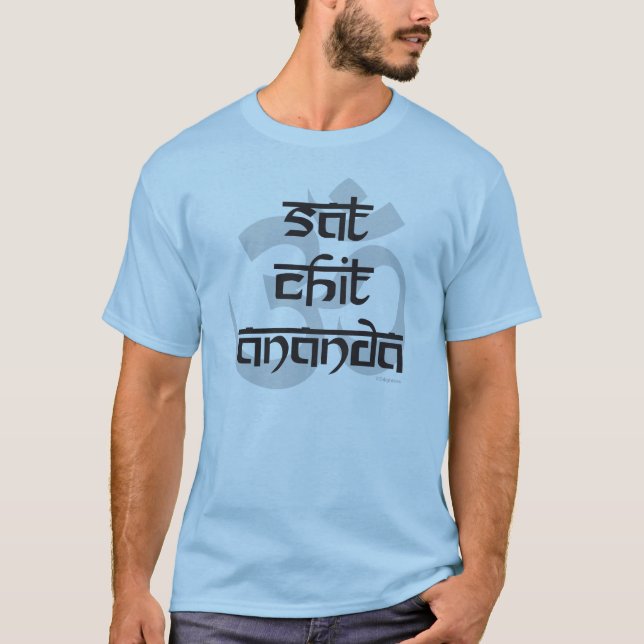 T-shirt Mantra Om Sat Chit Ananda Bleu (Devant)