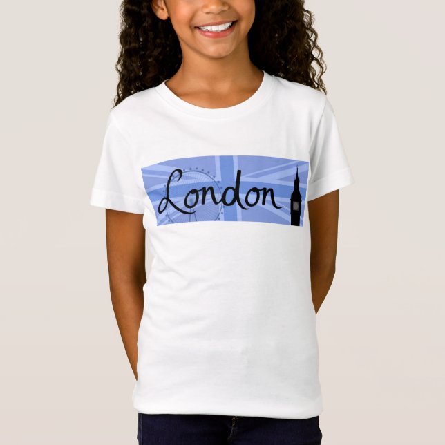 T-Shirt Manuscrit de Londres et ciel et sites d'Union Jack (Devant)