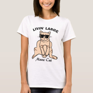 T-shirt Manx Cat Livin' Grandes Lunettes de soleil Kitty