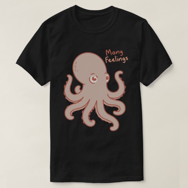 T-shirt Many Feelings Cute Octopus Illustration (Design devant)