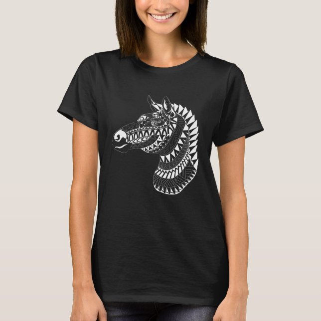 T-shirt Maori Polynesian Tattoo Zebra Horse Quilted Zebra  (Devant)