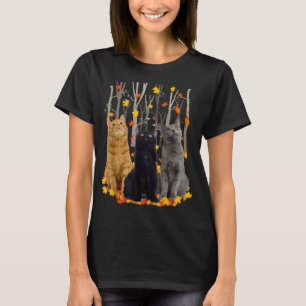 T-shirt Maple Cat Leaf Automne Bonjour Automne Funny Kitty