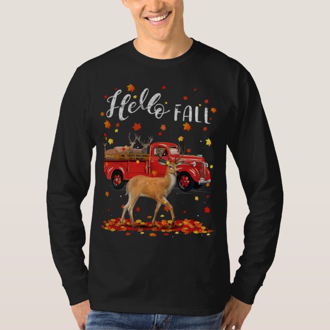 T-shirt Maple Deer Leaf Automne Camion rouge (Devant)