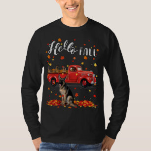 T-shirt Maple German Shepherd Leaf Automne Automne Rouge T