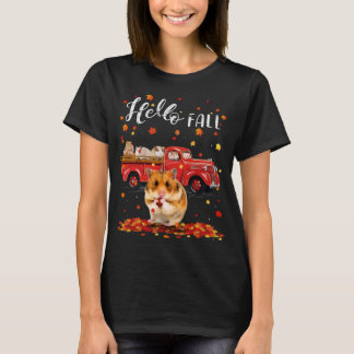 T-shirt Maple Hamster Leaf Automne Camion rouge