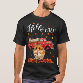 T-shirt Maple Hamster Leaf Automne Camion rouge
