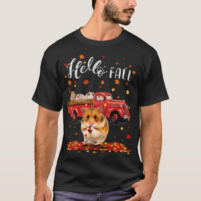 T-shirt Maple Hamster Leaf Automne Camion rouge (Devant)