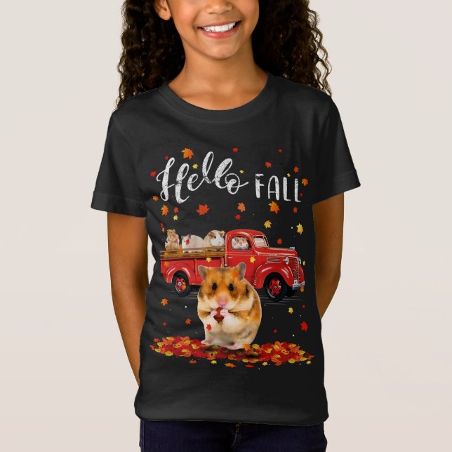 T-Shirt Maple Hamster Leaf Automne Camion rouge (Devant)