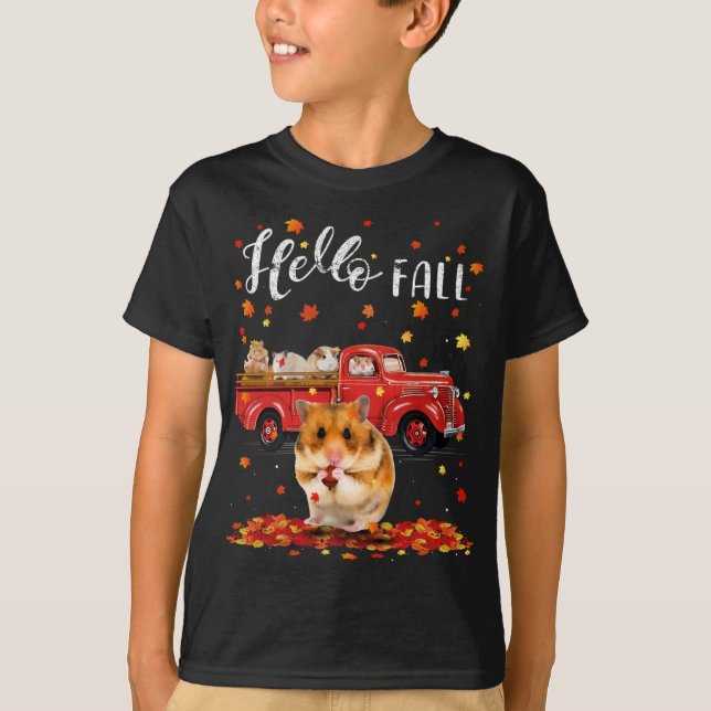 T-shirt Maple Hamster Leaf Automne Camion rouge (Devant)