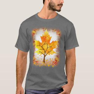 T-shirt Maple Leaf Arbre d'automne Orange Fall Leaves