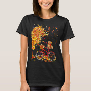 T-shirt Maple Leaf Automne mignonne Chat à vélo Je ne tomb