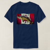 T-shirt Maple Leaf Canadian Flag & Walleye Pike