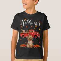 Maple Yorkshire Terrier Doigt Leaf Automne Rouge T