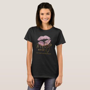 T-shirt Maquillage Artiste Lèvres Parties scintillant rose
