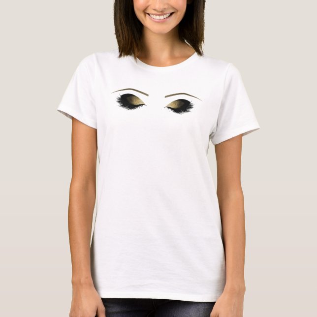 T-shirt Maquillage aux yeux noirs dorés moderne glamour te (Devant)