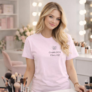 T-shirt Maquillage de l'équipe de Logo Script Rose Foncé