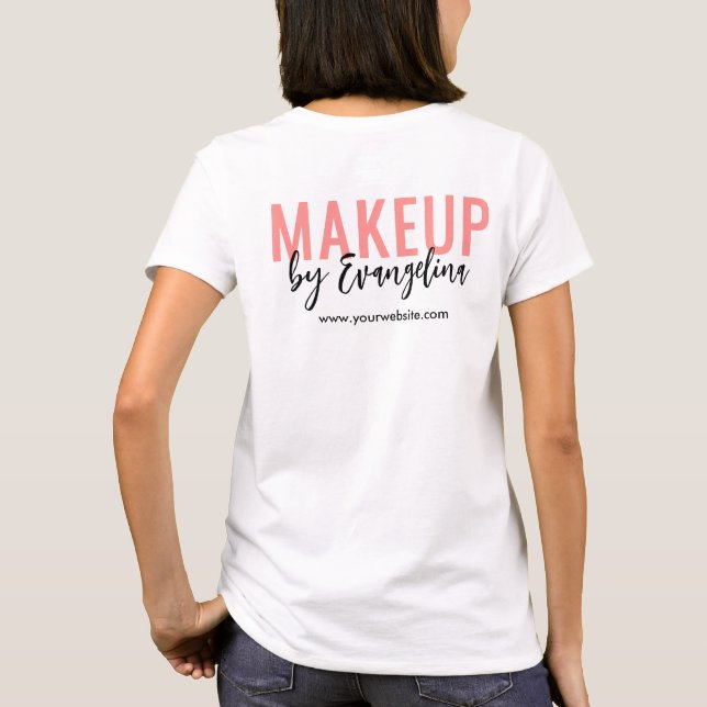 T-shirt Maquillage Employé Logo Écriture Rose Rougeâtre No (Dos)