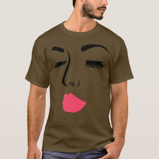 T-shirt Maquiller le visage femmes filles lèvres roses cil