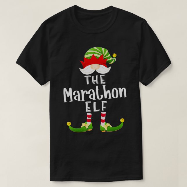 T-shirt Marathon Elf Group Noël Party drôle en Pyjama  (Design devant)