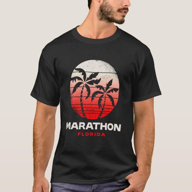 T-shirt Marathon Florida Keys Coucher de soleil Design Mar (Devant)