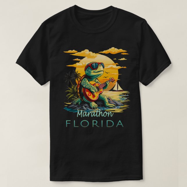 T-shirt Marathon Florida Keys Tortue de vacances (Design devant)