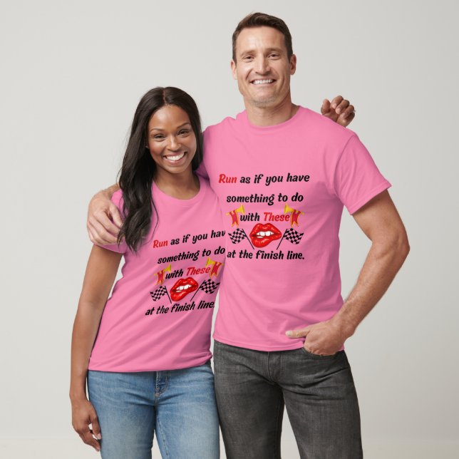 T-shirt Marathon Runner Funny Red Lips Et Drapeaux Citatio (Unisexe)