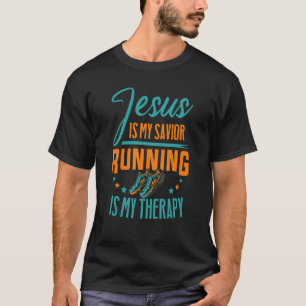 T-shirt Marathonien Jésus Est Mon Sauveur Courir Est Mon T