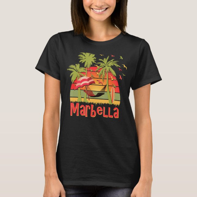 T-shirt Marbella Espagne Sunset Beach Hammock (Devant)