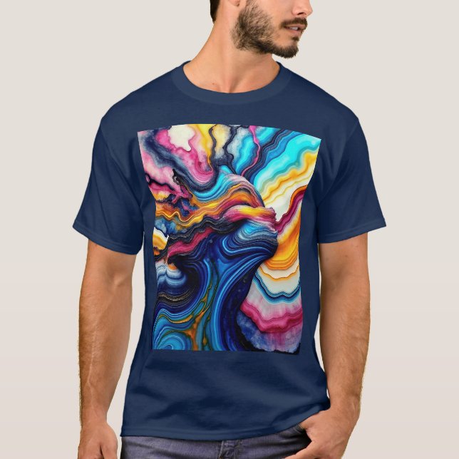 T-shirt Marbre Abstrait coloré (Devant)