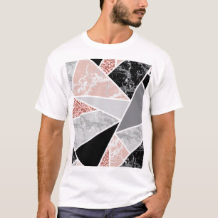 T-shirt Marbre géométrique avec Parties scintillant rose :
