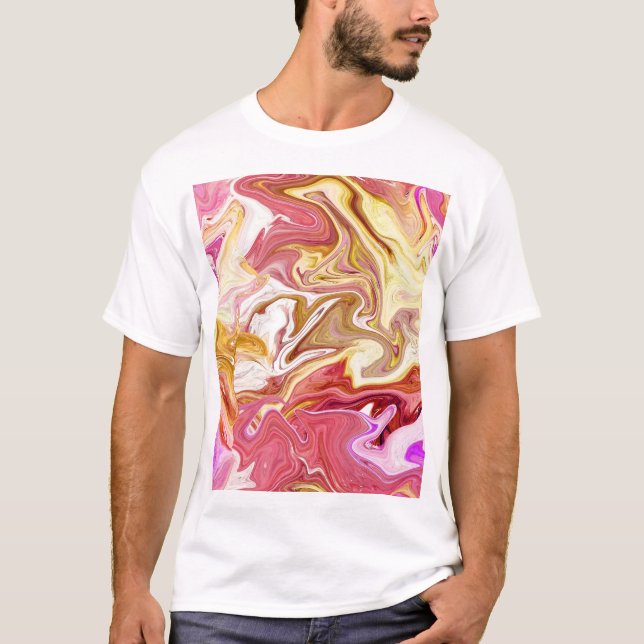 T-shirt Marbre Magique : Conception abstraite colorée (Devant)