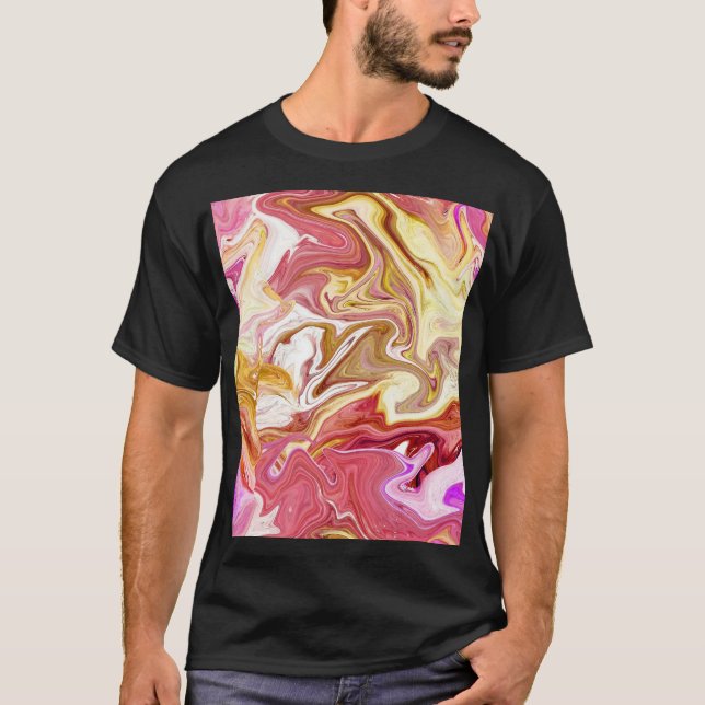 T-shirt Marbre Magique : Conception abstraite colorée (Devant)