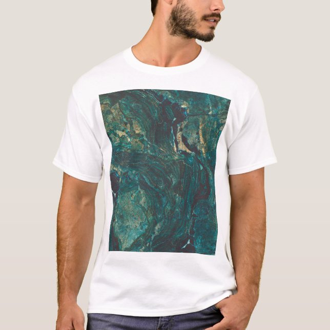 T-shirt Marbre vert foncé : texture luxueuse. (Devant)